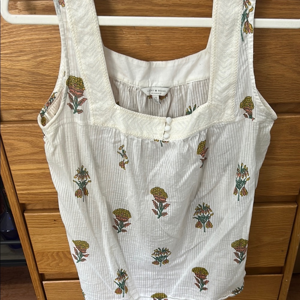 Lucky Brand Cream Floral Tank Top